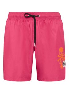 Philipp Plein short de bain Skull&Bones - Rouge