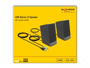 Delock 27001 Stereo 2.0 PC-luidspreker met 3,5 mm stereo-jack male en USB-voeding