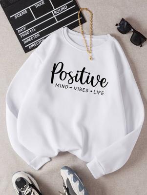 Letter Graphic Thermal Lined Sweatshirt | White Casual Pullover White / L