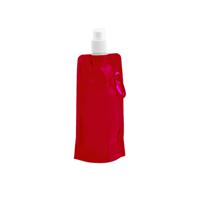 Drinkfles/bidon - rood - navulbaar - opvouwbaar met haak - 400 ml - festival/outdoor - thumbnail