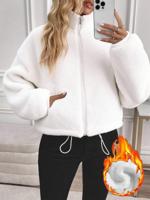 Bon&Bon Women's Oversized Zip-Up Fleece Jacket - Striped Casual Hoodie Pink / XL