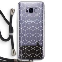 Zwart-witte kubussen: Samsung Galaxy S8 Transparant Hoesje met koord