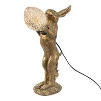 HAES DECO - Tafellamp - City Jungle - Goudkleurig Konijn, 12x24x41 cm - Bureaulamp, Sfeerlamp, Nachtlampje - thumbnail