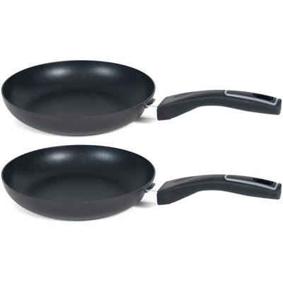 Set van 2x stuks san ignacio koekenpan gusto - d22 cm - anti-aanbak laag - hapjespan - zwart - alumi
