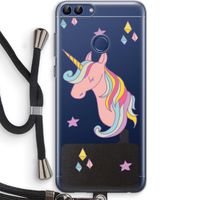 Roze eenhoorn: Huawei P Smart (2018) Transparant Hoesje met koord