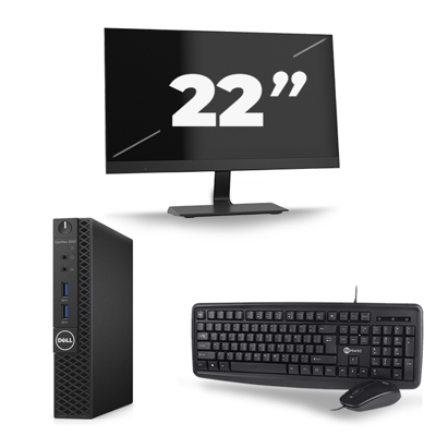 Dell Optiplex 3070 Micro USFF - Intel Core i7-9e Generatie - 16GB RAM - 256GB SSD - Windows 11 + 1x 22 inch Monitor