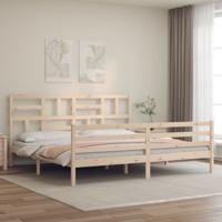 Bedframe met hoofdbord massief hout 200x200 cm