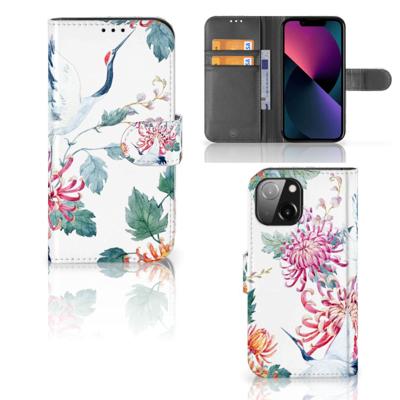 iPhone 13 Mini | Telefoonhoesje | Met pasjeshouder | Bird Flowers
