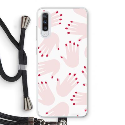 Hands pink: Samsung Galaxy A70 Transparant Hoesje met koord