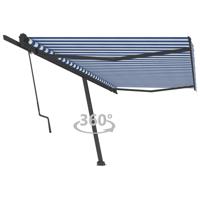Luifel vrijstaand automatisch 500x350 cm blauw en wit