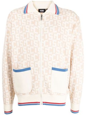 GCDS cardigan zippée à logo en intarsia - Tons neutres