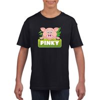 T-shirt zwart voor kinderen met Pinky de big