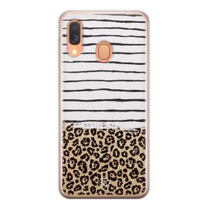 Samsung Galaxy A40 siliconen telefoonhoesje - Leopard lines