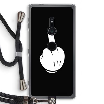 Middle finger black: Sony Xperia XZ2 Transparant Hoesje met koord
