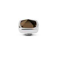 Melano Vivid Boxy CZ Steentje Coffee Zilver