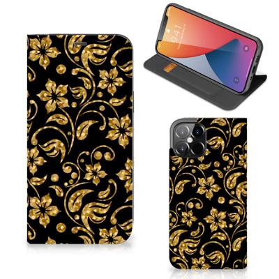 iPhone 12 Pro Max Smart Cover Gouden Bloemen iPhone 12 Pro Max Smart Cover Gouden Bloemen