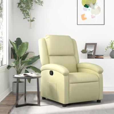 Relaxfauteuil crmekleurig echt leer