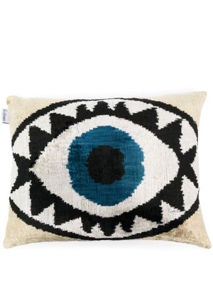 Les-Ottomans coussin en soie à motif en jacquard - Tons neutres