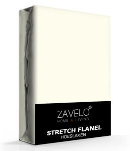 Zavelo Stretch Flanel Hoeslaken Ivoor-2-persoons (140x220 cm)