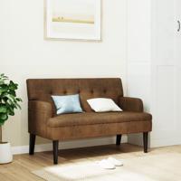Bankje met rugleuning 112x65,5x75 cm kunstsudeleer bruin