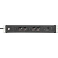 Brennenstuhl 1156057984 Premium Web-Line Internet 19" PDU | Server Stekkerdoos | 16A met 4x Type F Stopcontacten | Main-Follow Functie | LAN Stopcontact | 3 meter - thumbnail