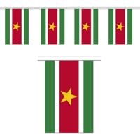 Suriname vlaggenlijn van stof - 300 cm - polyester - landen vlaggetjes - versiering