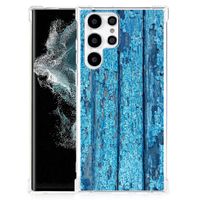 Samsung Galaxy S22 Ultra Stevig Telefoonhoesje Wood Blue - thumbnail