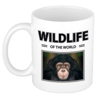 Aap / Chimpansee mok met dieren foto wildlife of the world - thumbnail