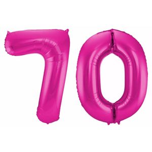 Cijfer 70 ballon roze 86 cm