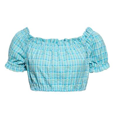 Queen Kerosin Carmen Top Karo Blue-L