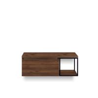 Frozen Badmeubelset 120 cm - Greeplijst in kleur - Zwart Frame - Wastafel Bovenblad Walnoot