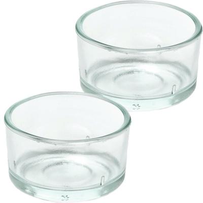 Trend Candles theelichthouder - 2x - glas - transparant - 4x3 cm - waxinelicht