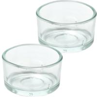 Trend Candles theelichthouder - 2x - glas - transparant - 4x3 cm - waxinelicht