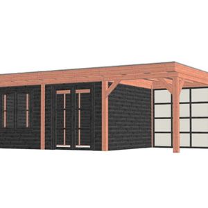 Trendhout Buitenverblijf Mensa L 740x400 cm - Combinatie 1- Plat dak- Onbehandeld lariks Douglas hout- Trendhout