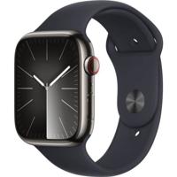 Apple Watch 9 Cell 45mm grafiet rvs middernacht sporband S/M