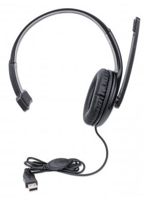 Manhattan 179874 hoofdtelefoon/headset Bedraad Hoofdband Kantoor/callcenter USB Type-A Zwart