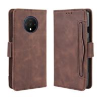 Voor OnePlus 7T portemonnee stijl huid voelen kalf patroon lederen draagtas met aparte kaartsleuf (bruin)