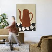 Urban Cotton Wandkleed 'Vivid Vase 02' 110 x 145cm in Frame - black