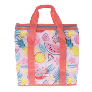 Medium size koeltas voor lunch Hawaii beach thema roze/creme 34 x 16 x 36 cm 16 liter