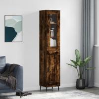 Hoge kast 34,5x34x180 cm bewerkt hout gerookt eikenkleurig