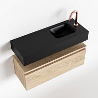 Toiletmeubel Mondiaz Andor | 80 cm | Meubelkleur Washed oak | Lex vrijhangend wastafel Urban Rechts | 1 kraangat