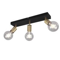 Trio Zwarte plafondlamp Vannes 3-lichts met goud R80183008 - thumbnail