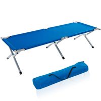 Tresko-XL campingbed- blauw- 210cm-veldbed-ligbed- logeerbed- opklapbed -150kg - thumbnail