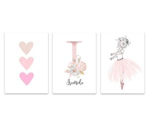 Poster - Hart en Ballerina / Gepersonaliseerd / Set van 3