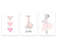 Poster - Hart en Ballerina / Gepersonaliseerd / Set van 3 - thumbnail