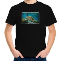 Dieren t-shirt met schildpadden foto zwart voor kinderen