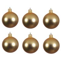 6x Glazen kerstballen mat goud 8 cm kerstboom versiering/decoratie   - - thumbnail