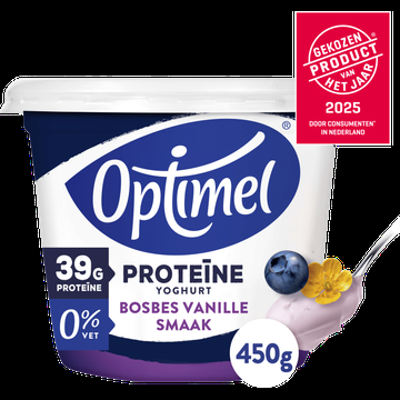 Optimel Proteine Yoghurt Bosbes Vanillesmaak 0% Vet 450g bij Jumbo