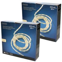 Set van 2x stuks lichtslang/slangverlichting warm wit 18 meter met twinkel effect 432 lampjes
