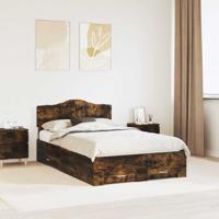 Bedframe met hoofdeinde Gerookt eiken 120 x 190 cm Bewerkt hout